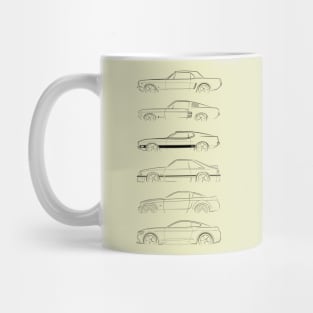 Evolution of the Ford Mustang - profile stencil, black Mug